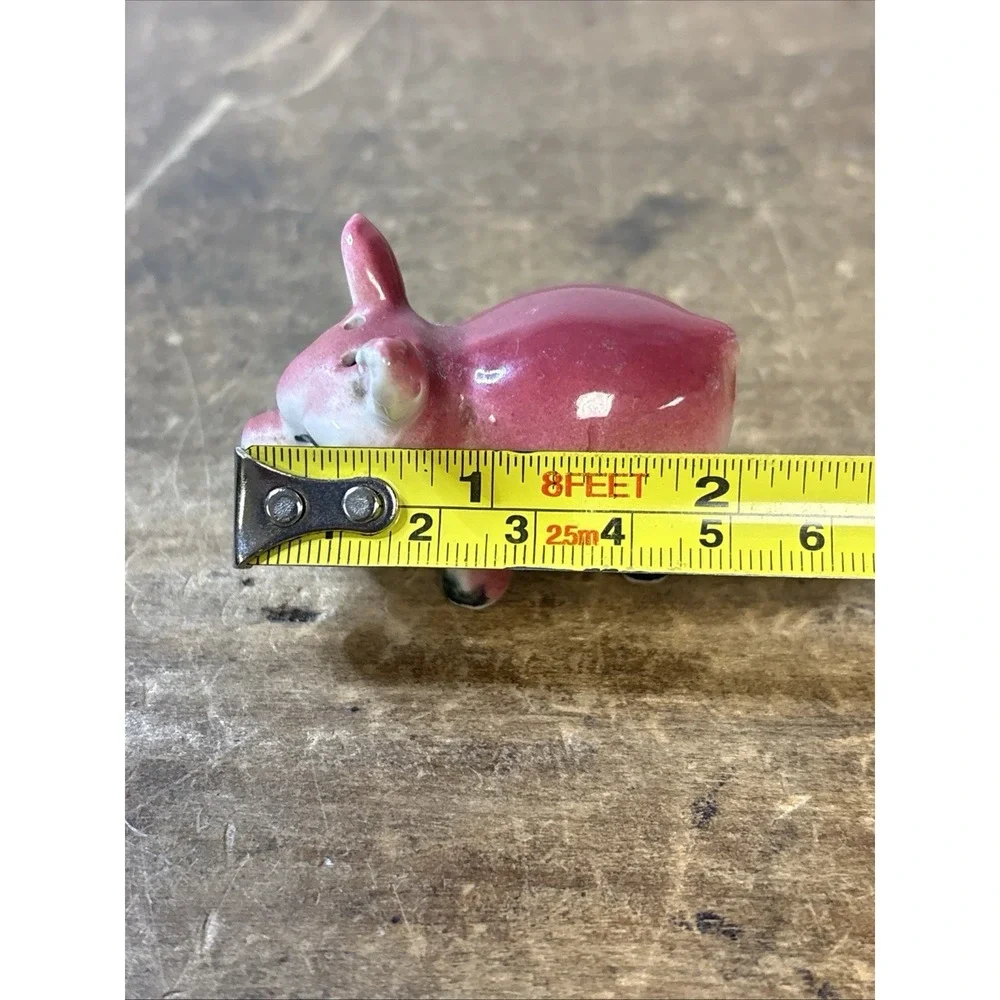 Vintage Japan Porcelain Pink Pig Figurine Farmhouse Collectible Shaker